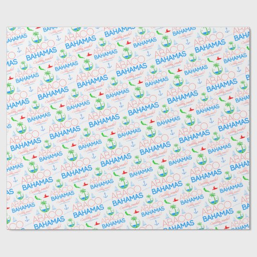 Abaco, Bahamas farbiger Text und Bildmuster Geschenkpapier (Flach)