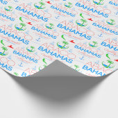 Abaco, Bahamas farbiger Text und Bildmuster Geschenkpapier (Ecke)