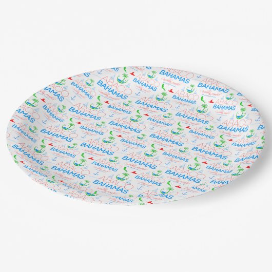 Abaco, Bahamas farbiger Text und Bildmuster P Pappteller (Schrägansicht)