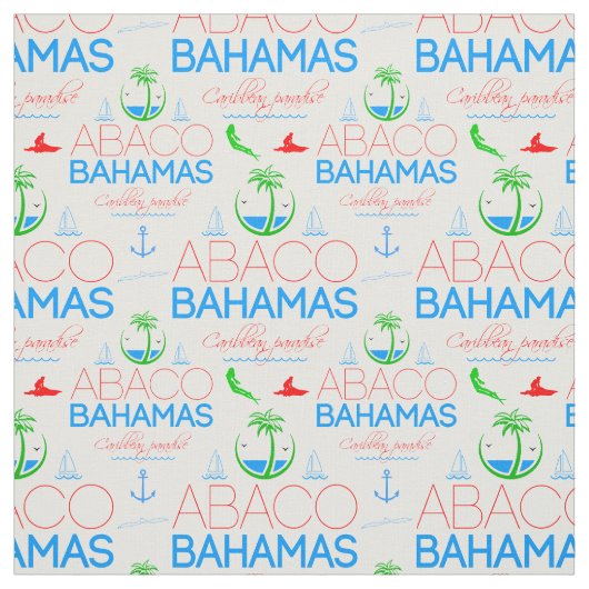 Abaco, Bahamas farbiger Text und Bildmuster Stoff (Muster)