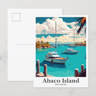 Abaco Bahamas Vintage Reiseporträt Postkarte