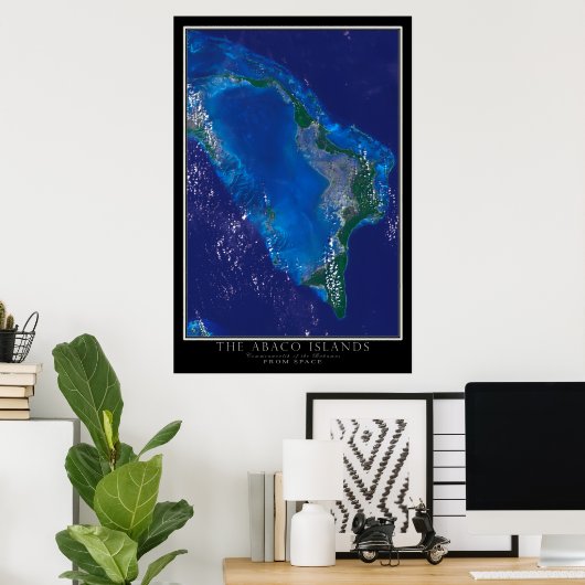 Abaco Islands Bahamas from Space Satellite Map Poster (Heimbüro)