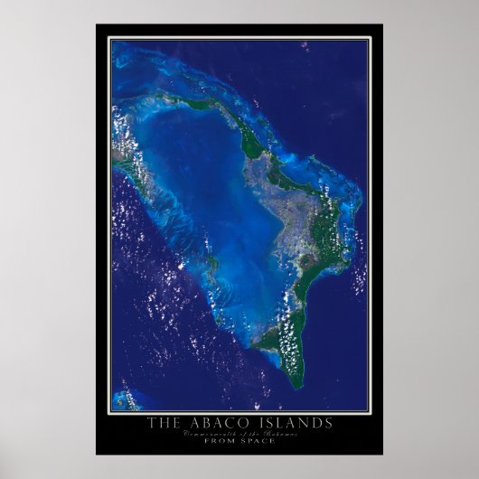 Abaco Islands Bahamas from Space Satellite Map Poster (Vorne)