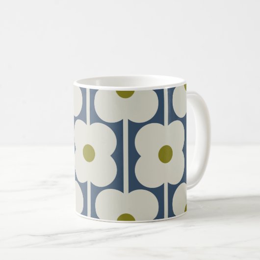 Abacus Blume Lined Eyelet Weiß und Blau Kaffeetasse (VorderseiteRechts)