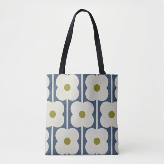 Abacus Blume Lined Eyelet Weiß und Blau Tasche (Vorderseite)