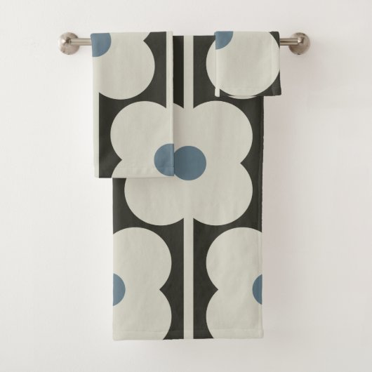 Abacus Blume Powder Blue - Retro Badhandtuch Set (Insitu)