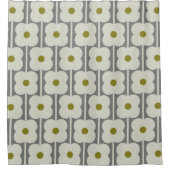 Abacus-Blume und kleines Stammmuster weiß & grau Duschvorhang (Vorderseite)