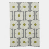 Abacus-Blume und kleines Stammmuster weiß & grau Geschirrtuch (Vertikal)