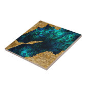 Abalone Blue und Gold Cement Mixed Media abstrakt Fliese (Seite)