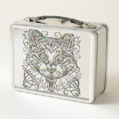 Abalone Cat Monogram Letters Metall Brotdose (Rückseite)