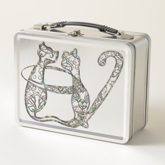 Abalone Cat Monogram Letters Metall Brotdose (Vorderseite)