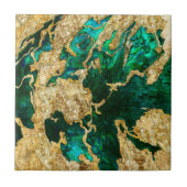 Abalone Green and Gold Cement Mixed Media Abstract Fliese (Vorderseite)