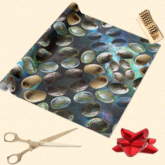 Abalone Muschel 3D Scatter Paua Hintergrund Geschenkpapier