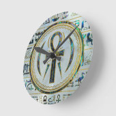 Abalone-Muschel Ägyptischer Ankh-Kreuz Runde Wanduhr (Winkel)