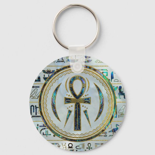 Abalone-Muschel Ägyptischer Ankh-Kreuz Schlüsselanhänger (Vorderseite)