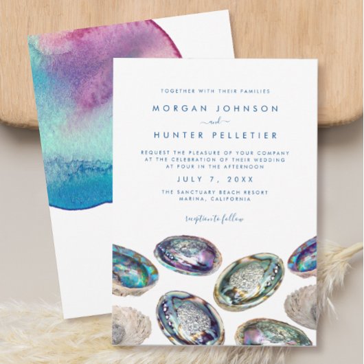 Abalone Muschel Colorful Watercolor Beach Hochzeit Einladung