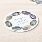 Abalone Muschel Colorful Watercolor Beach Hochzeit Runder Pappuntersetzer (Angewinkelt)