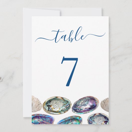 Abalone-Muschel Hochzeitskarten für Tischnummern (Rückseite)