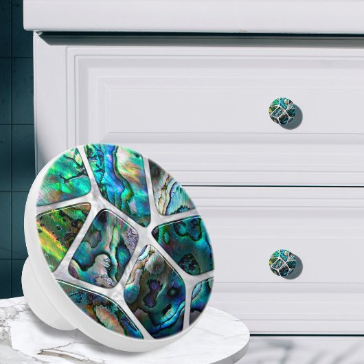 Abalone-Muschel Textur - Zellen Collage N1 Keramikknauf