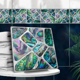 Abalone Muschel Texture - Zellen Collage N14 Fliese