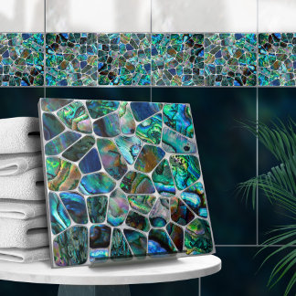 Abalone Muschel Texture - Zellen Collage N15 Fliese