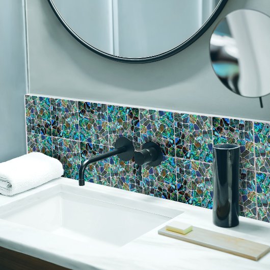 Abalone Muschel Texture - Zellen Collage N15 Fliese