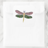 Abalone-Muschel und Drachenfliege aus festem Glas Quadratischer Aufkleber (Tasche)