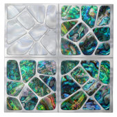 Abalone-Muschel und Perl - Zellen Collage N9 Fliese (Vorderseite)