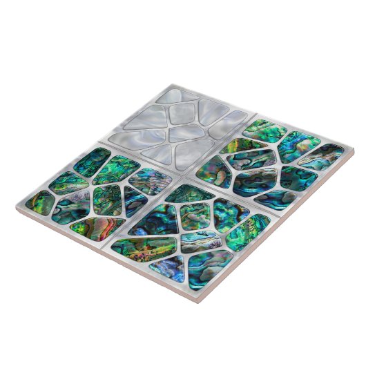 Abalone-Muschel und Perl - Zellen Collage N9 Fliese (Seite)