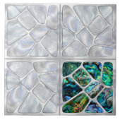 Abalone-Muschel und Perle - Cells Collage N7 Fliese (Vorderseite)