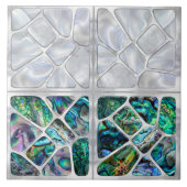 Abalone Muschel und Perle - Zellen Collage N10 Fliese (Vorderseite)