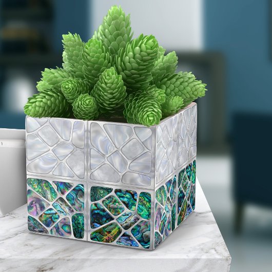 Abalone Muschel und Perle - Zellen Collage N10 Fliese