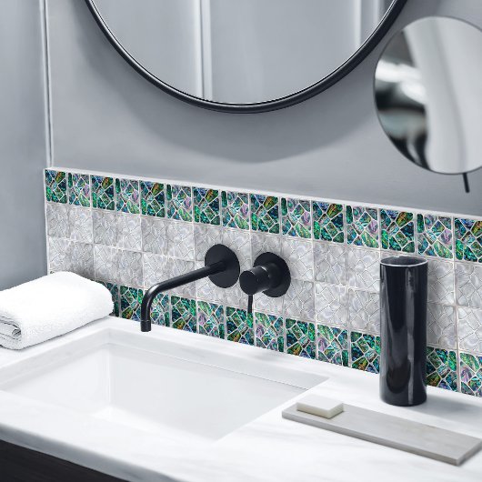 Abalone Muschel und Perle - Zellen Collage N10 Fliese