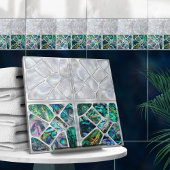Abalone Muschel und Perle - Zellen Collage N10 Fliese