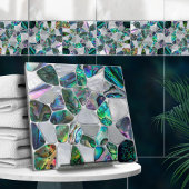 Abalone Muschel und Perle - Zellen Collage N16 Fliese