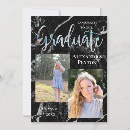 Abalone Script Foto Abschluss Einladung (Vorderseite)