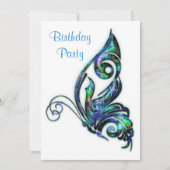 Abalone Shell Art Deco Butterfly Birthday Party Einladung (Vorderseite)