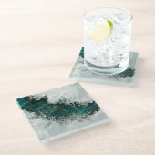 Abalone Shell Pearl and Silver 1 Glasuntersetzer (Schrägansicht)