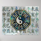 Abalone und Gold Bagua feng shui hieroglyphen Poster (Vorne)