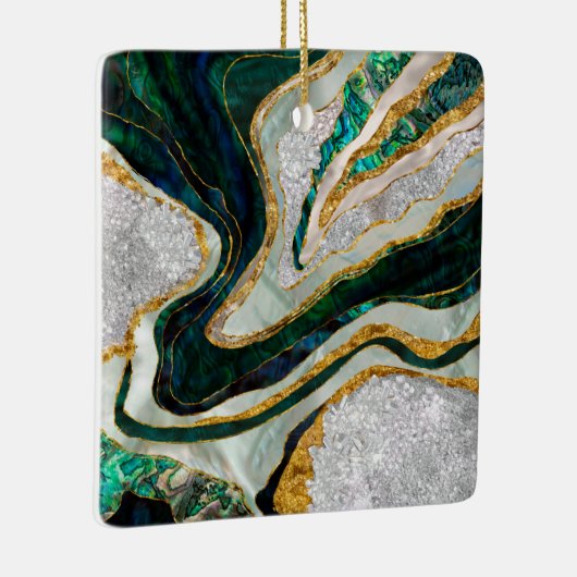 Abalone und Kristalle geode digitale Kunst Keramikornament (Rechts)