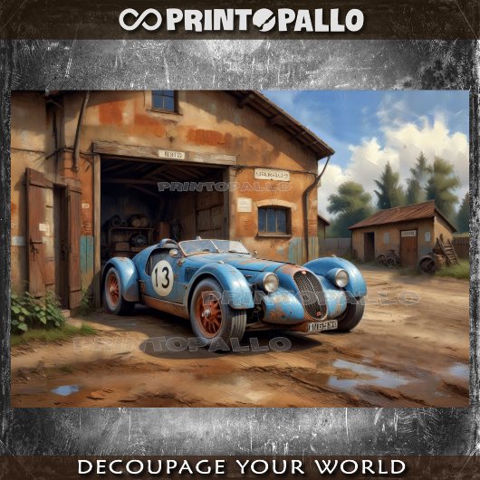 Abandoned 1920 Rennwagen in einer ländlichen Garag Seidenpapier