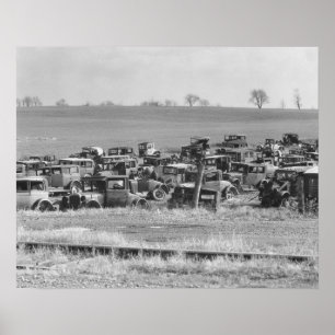 Abandoned Automobiles, 1935. Vintages Foto Poster