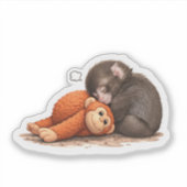 Abandoned Baby Monkey with Comfort Surrogate Doll Aufkleber (Vorderseite)