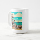 Abandoned Beach Boat Wrecks AI generiert Kunst Kaffeetasse (Vorderseite Links)