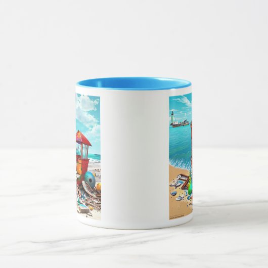 Abandoned Beach Boat Wrecks AI generiert Kunst Tasse (Zentrum)