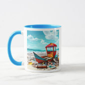 Abandoned Beach Boat Wrecks AI generiert Kunst Tasse (Links)