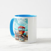 Abandoned Beach Boat Wrecks AI generiert Kunst Tasse (Vorderseite Links)