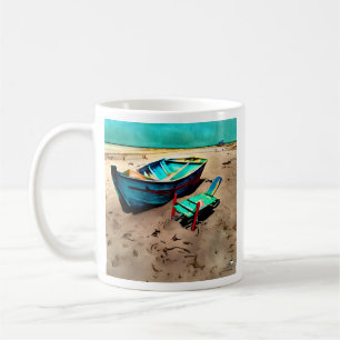 Abandoned Beach Desised Boat AI Generated Art Kaffeetasse