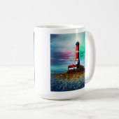 Abandoned Beach Dilapidate Illuminated Lighthouse Kaffeetasse (VorderseiteRechts)