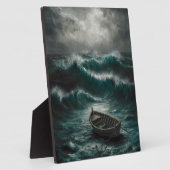 Abandoned Boat in Stormy Watters Ocean Art Fotoplatte (Seite)